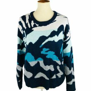 John + Jenn Women's Abstract Multicolor Print Crew Neck Sweater - Medium